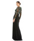 Women's Beaded Illusion High Neck Trumpet Gown