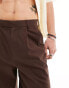 Фото #5 товара ASOS DESIGN smart wide linen blend wide shorts in brown