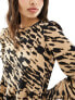 New Look animal print crinkle smock midi dress 34 - фото #5