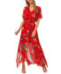 ფოტო #4 პროდუქტის Women's Smocked-Waist Flutter-Sleeve Maxi Dress