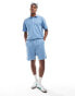 New Look co-ord textured rib jersey short in blue