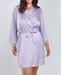 Фото #1 товара Plus Size Kate Satin Robe with Eyelash Lace Trim