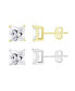 ფოტო #1 პროდუქტის Cubic Zirconia Duo Cushion Cut Stud Earring Set in Silver Two Tone Plated