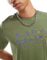 G-star t-shirt in dark green with distressed originals logo print