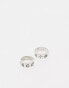 Reclaimed Vintage unisex ring 2 pack with doodles in burnished silver