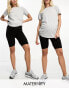 Фото #3 товара Vero Moda Maternity 2 pack over the bump seamless legging shorts in black