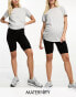 Фото #1 товара Vero Moda Maternity 2 pack over the bump seamless legging shorts in black