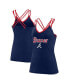 Фото #1 товара Women's Navy Atlanta Braves Go For It Strappy V-Neck Tank Top