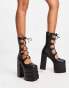 Lamoda platform shoe with high leg fastening in black pu