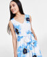 Women's Petite Floral Print Sleeveless Midi Dress