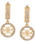 Gold-Tone Pavé Logo Charm Hoop Earrings