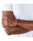 ფოტო #2 პროდუქტის Men's Stainless-Steel and Black Line Agate Bead Bracelet