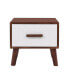 Embossed White End Table with Drawer and Wood Legs