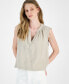 ფოტო #1 პროდუქტის Women's Sleeveless Double-Crepe Gauze Crop Top