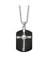 ფოტო #1 პროდუქტის Polished Black IP-plated Wire Cross Dog Tag Ball Chain Necklace