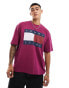 Tommy Jeans large flag logo t-shirt in fuchsia purple VALLEY GRAPE, XS - EU 44 - фото #1