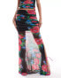 ASOS DESIGN co-ord mesh maxi skirt with side split in floral print