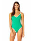Фото #1 товара Women's Solid Piped Contour One Piece Swimsuit