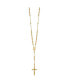Фото #2 товара 14k Yellow Gold Diamond-cut Beaded Rosary Pendant Necklace 24"