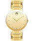 ფოტო #3 პროდუქტის Men's Men's Swiss Sapphire Diamond (1/20 ct. t.w.) Gold-Tone PVD Bracelet Watch 39mm