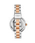 Women's Quartz Crystal Studded Rose Case , Silver Dial, Rose Hands and Markers Two Tone rose link bracelet Watch
