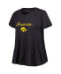 ფოტო #2 პროდუქტის Women's Black Iowa Hawkeyes Willow Ruffle-Bottom T-shirt