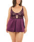 Фото #3 товара Plus Size Donna Delicate Lace and Satin Chemise with Keyhole Details