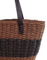 My Accessories two tone straw tote bag in brown and black