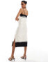 Фото #3 товара & Other Stories midi dress with spaghetti straps in white and contrast black edging