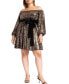 Фото #1 товара Plus Size Sequin Mini Dress With Bow - 20, Black Gold Sequin