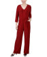 ფოტო #1 პროდუქტის Petite 3/4 Sleeve Belted Wide Leg Jumpsuit