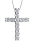 ფოტო #1 პროდუქტის Diamond Cross Pendant Necklace (1/4 ct. t.w.) in Sterling Silver