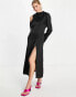 Pretty Lavish satin maxi dress with cutout in black