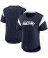 ფოტო #2 პროდუქტის Women's Heather College Navy Seattle Seahawks Primary Logo Fashion Top