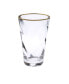 Фото #1 товара Set of 6 Wavy Glass Water Tumblers with Gold-Tone Rim