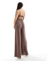 ASOS DESIGN Tall high neck twist front jumpsuit in chocolate