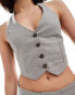 Фото #4 товара Bershka halterneck linen waistcoat co-ord in grey