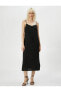 Фото #3 товара Midi Elbise İnce Askılı Yırtmaç Detaylı