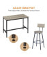 Фото #3 товара Industrial Style Pub Table Set with 4 PU Leather Bar Chairs
