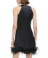 Women's Twist-Neck Feather-Trim Shift Dress