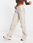 Pull&Bear low waist parachute tech trouser in sand Бежевый, L - EU 40 - фото #1