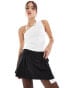 Фото #2 товара ASOS DESIGN pleat front exposed tailored mini skirt in tonal stripe