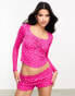 Фото #2 товара Boux Avenue heart print ribbed top and short nightwear set in pink