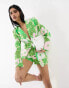 Фото #6 товара ASOS DESIGN linen slimline tie back suit blazer in retro floral print