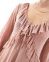 Фото #3 товара Miss Selfridge frill detail long sleeve mini dress in blush