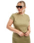 COLLUSION Plus textured fitted t-shirt co-ord in khaki