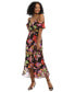 Фото #2 товара Petite Floral-Print Cold-Shoulder Maxi Dress