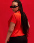 ASOS DESIGN Curve – Knapp geschnittenes T-Shirt in Rot mit „Italy“-Grafikprint