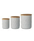 Фото #2 товара Set of 3 White Stoneware Canisters with Bamboo Lids
