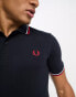 Fred Perry twin tipped logo polo in navy/white/red